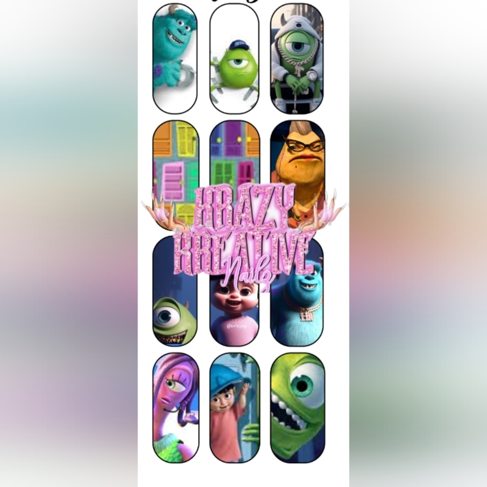 Monsters Inc Waterslide Nail Decals
